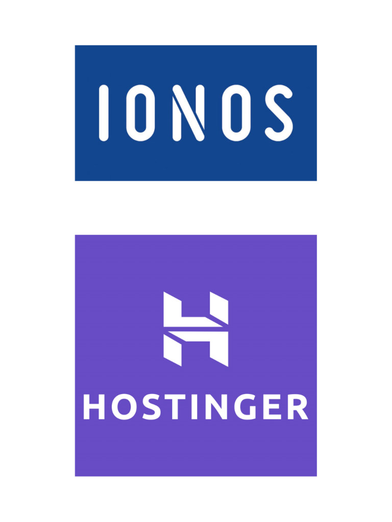 Logo IONOS y Hostinger